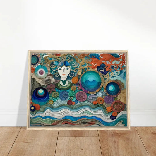 Framed whimsical ocean-themed artwork on PixiOnyx Dreamscape Canvas for coastal décor