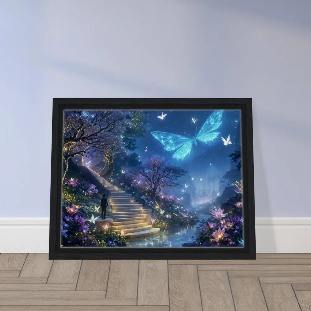 Framed fantasy landscape art for PixiOnyx Biolumina The Valley Beyond canvas display
