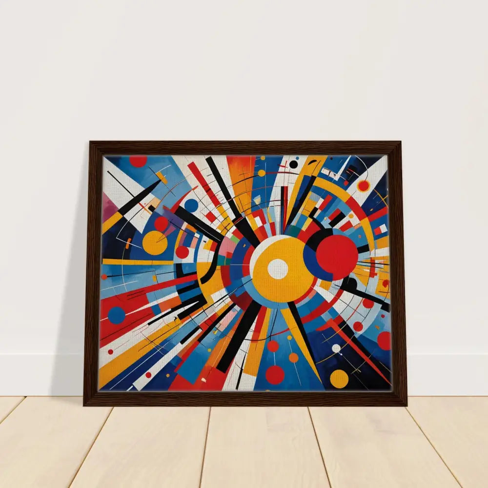 Framed abstract geometric painting titled Celestial Motion on PixiOnyx Canvas