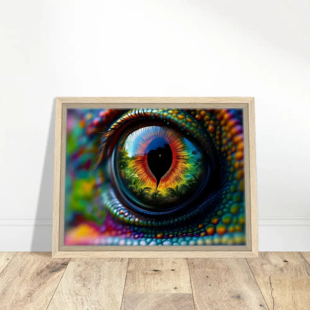 Framed Chameleon Eye Artwork on Canvas for PixiOnyx Hypnotic Gaze decor