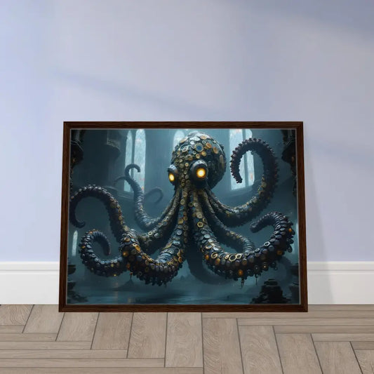 Framed Steampunk Octopus Artwork displayed in Clocktopus PixiOnyx Gothic Monster Gallery Drop