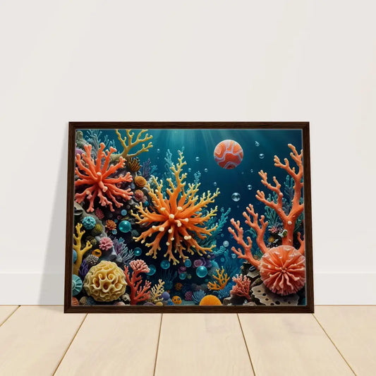 Framed Coral Reef Artwork displayed in Framed Canvas Coral Reverie PixiOnyx Undersea Dreamscape