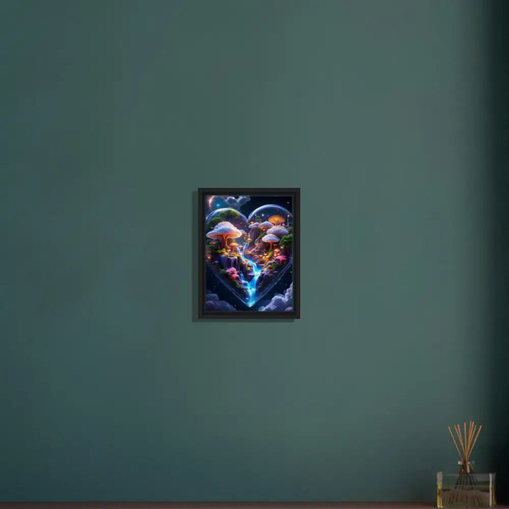 Framed heart-shaped fantasy art on PixiOnyx Enchanted Realms Canvas frame