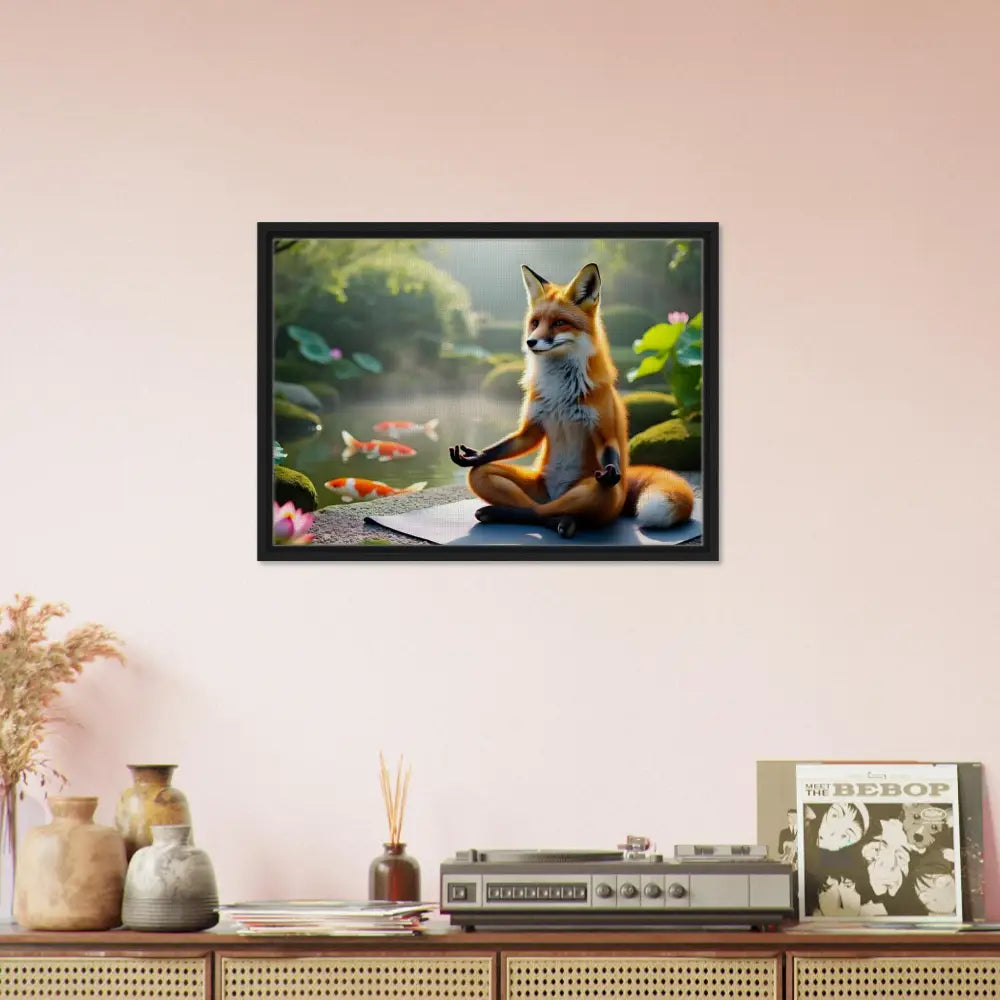 Framed Fox Meditating Canvas from PixiOnyx Garden Shrine Series