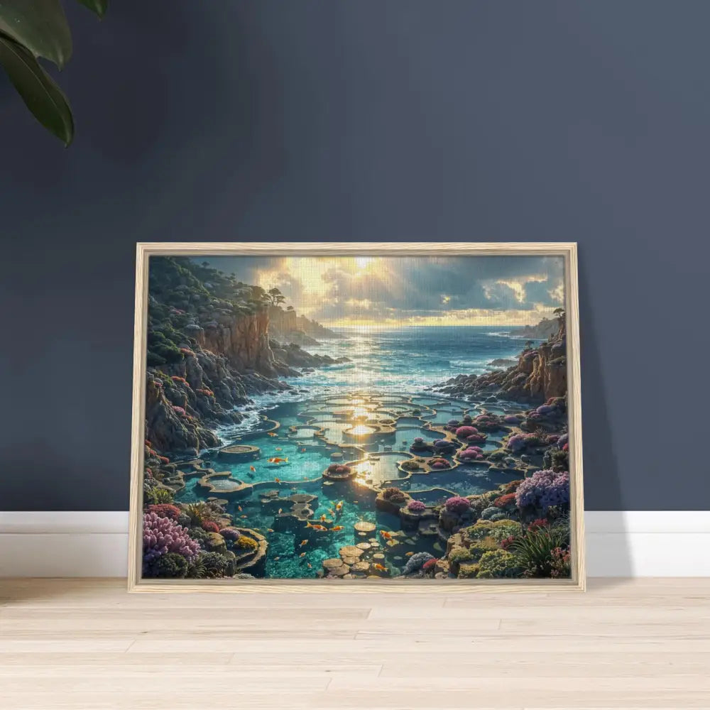 Framed coastal landscape art on Canvas for Garden of the Tides Luxe Tideframe Edition