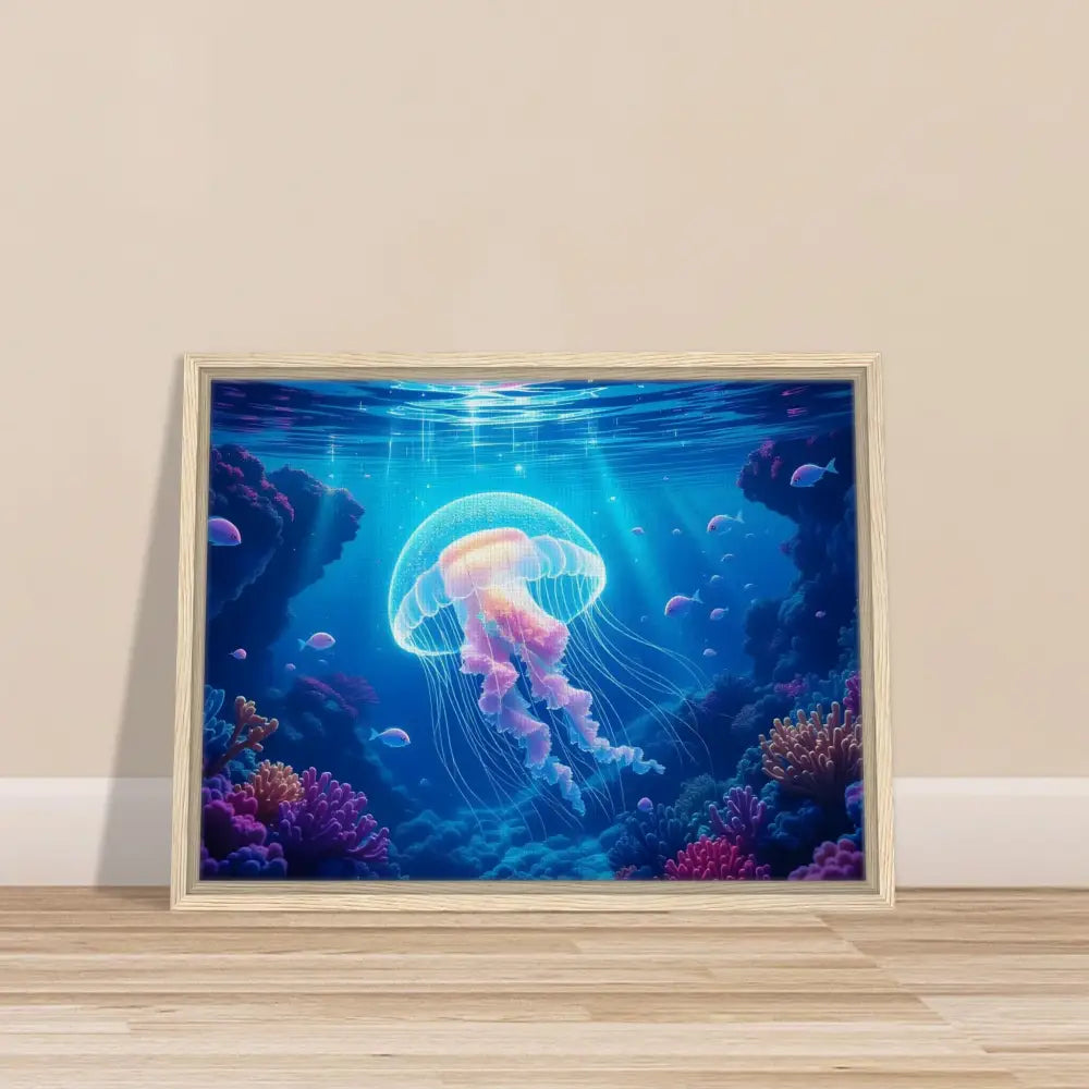 Framed Jellyfish Artwork from PixiOnyx Ocean Reverie Cosmic Drift Canvas