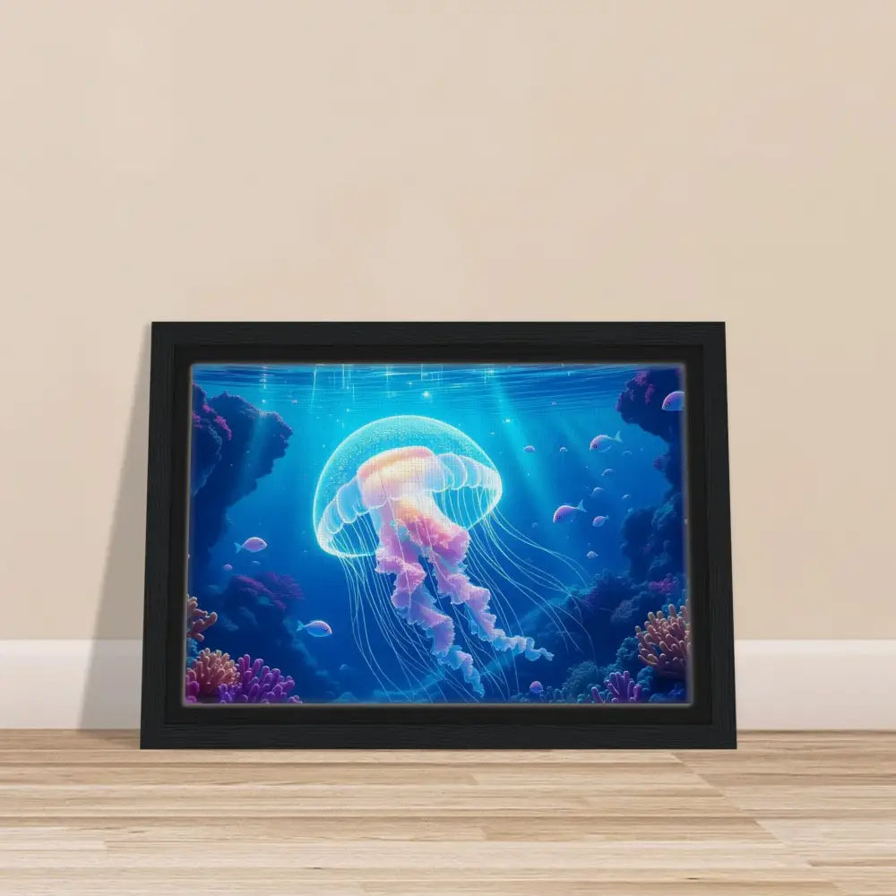 Framed jellyfish artwork from PixiOnyx Ocean Reverie cosmic drift collection