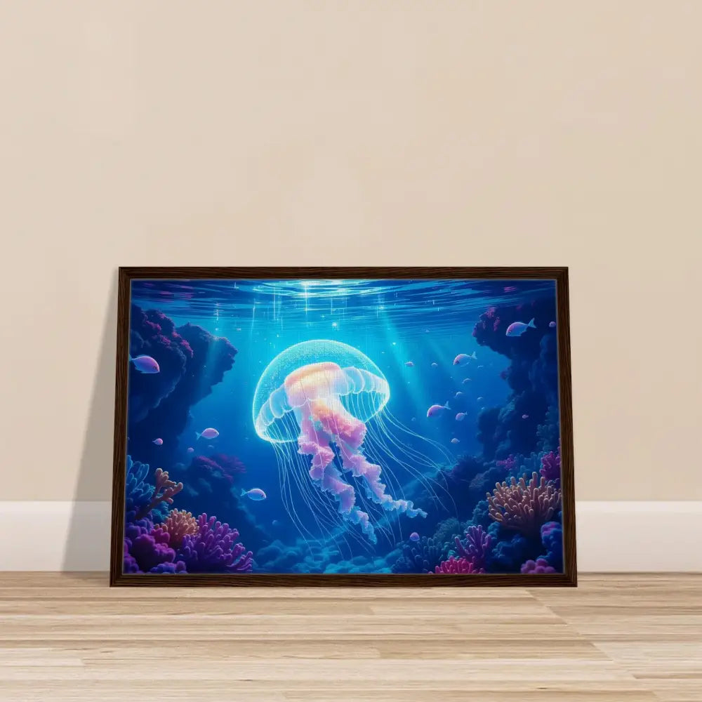 Framed Jellyfish Artwork from PixiOnyx Ocean Reverie Cosmic Drift Canvas
