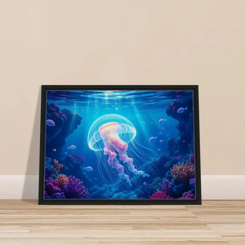 Framed Jellyfish Artwork from Glowing Wanderer Cosmic Drift PixiOnyx Ocean Reverie