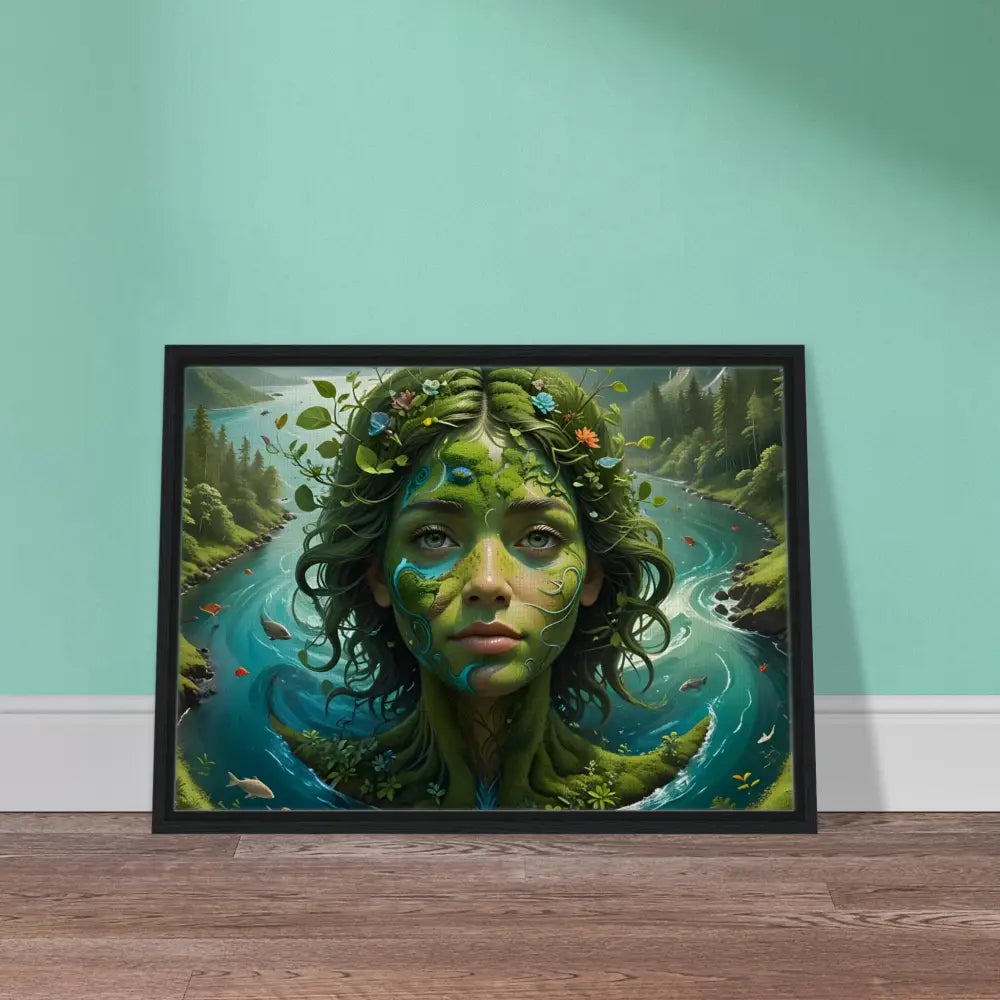 Framed nature-themed portrait from PixiOnyx Green Goddess Canvas Dreamscape collection