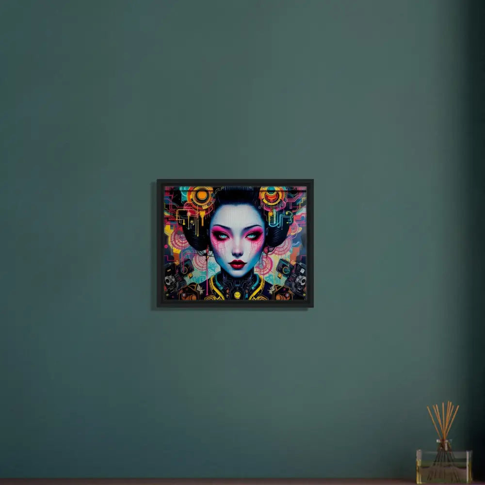Framed Geisha portrait artwork on canvas for PixiOnyx Urban Circuit Icon product