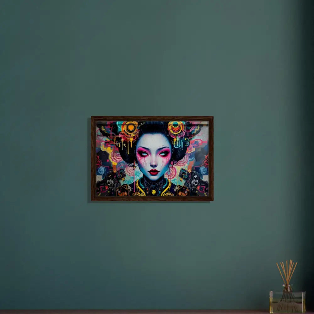 Framed Geisha art on canvas for PixiOnyx Urban Circuit IconMech Shrine Geisha product