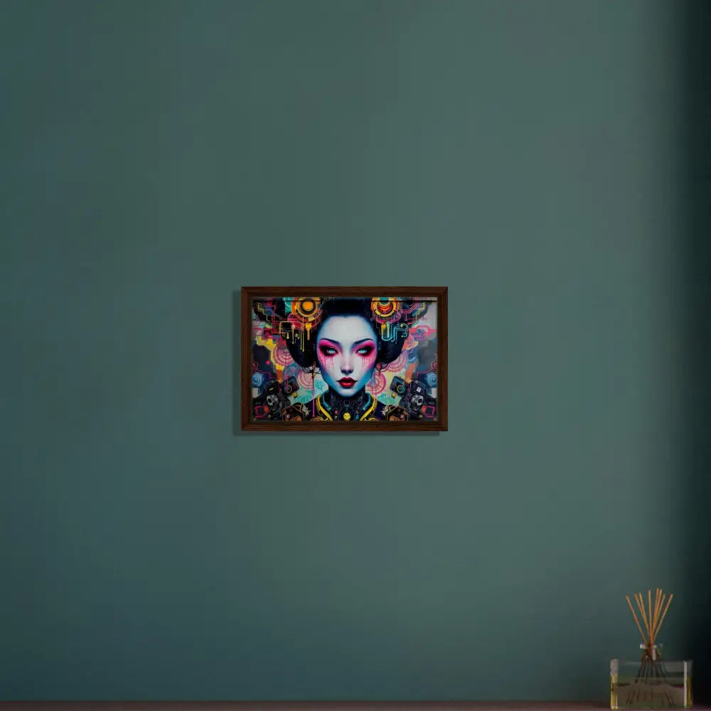 Framed Geisha Portrait Canvas artwork from PixiOnyx Urban Circuit Icon collection
