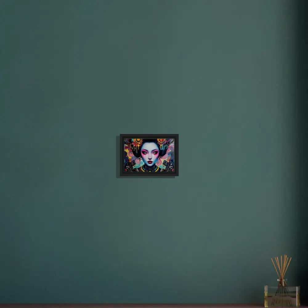 Framed Geisha Portrait Canvas Art for Mech Shrine Geisha by PixiOnyx Urban Circuit Icon