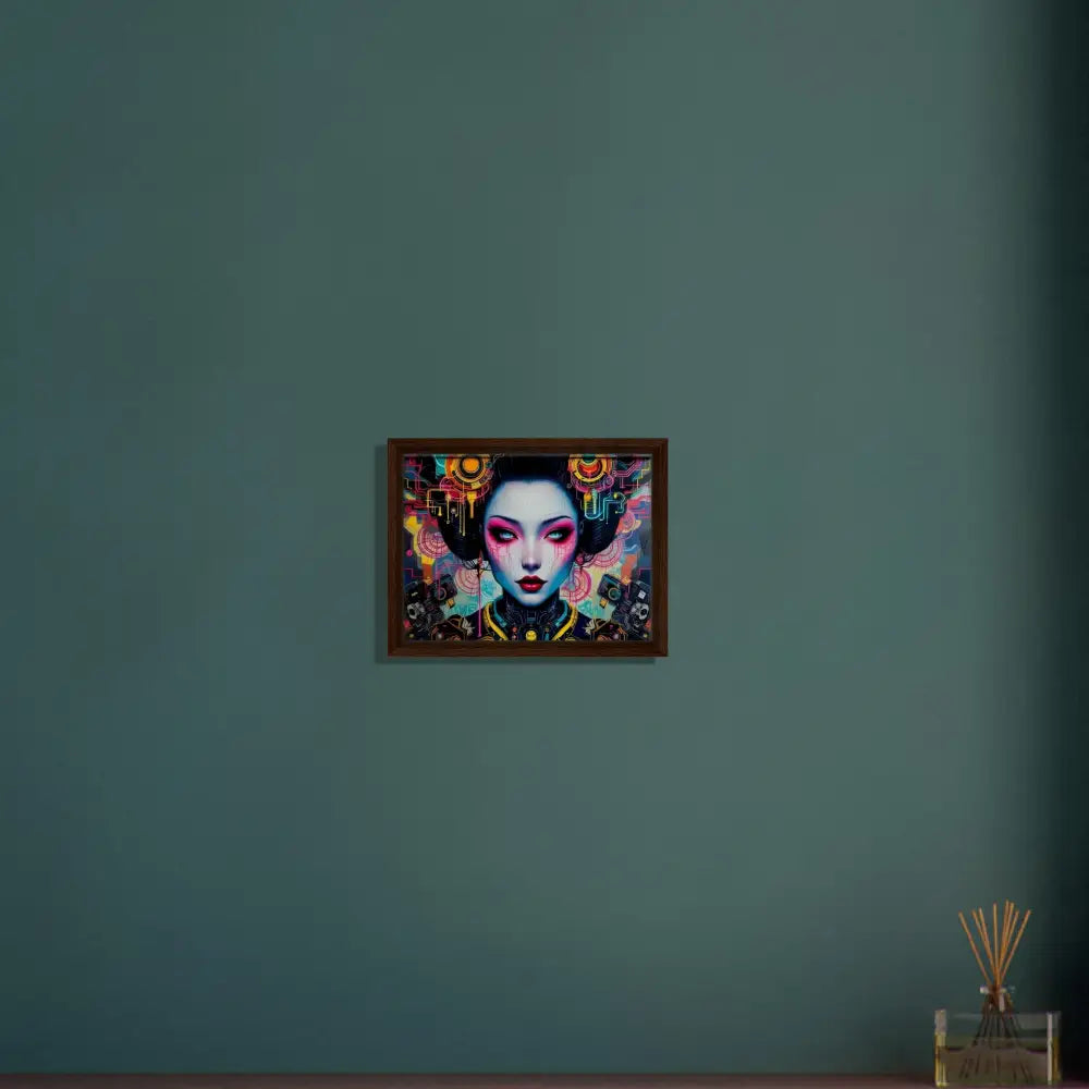 Framed Geisha Portrait on Canvas from PixiOnyx Urban Circuit Icon collection