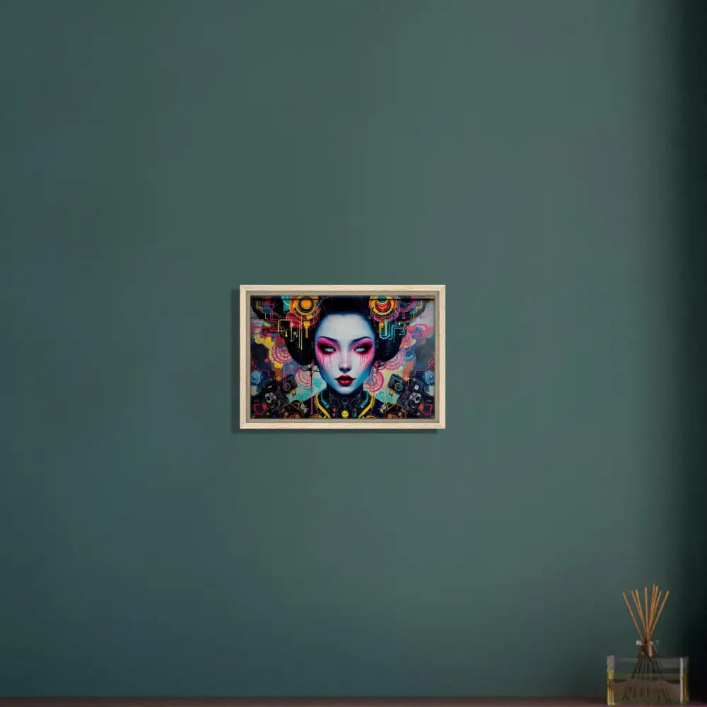Framed Geisha Portrait Canvas Art for Mech Shrine Geisha by PixiOnyx Urban Circuit Icon