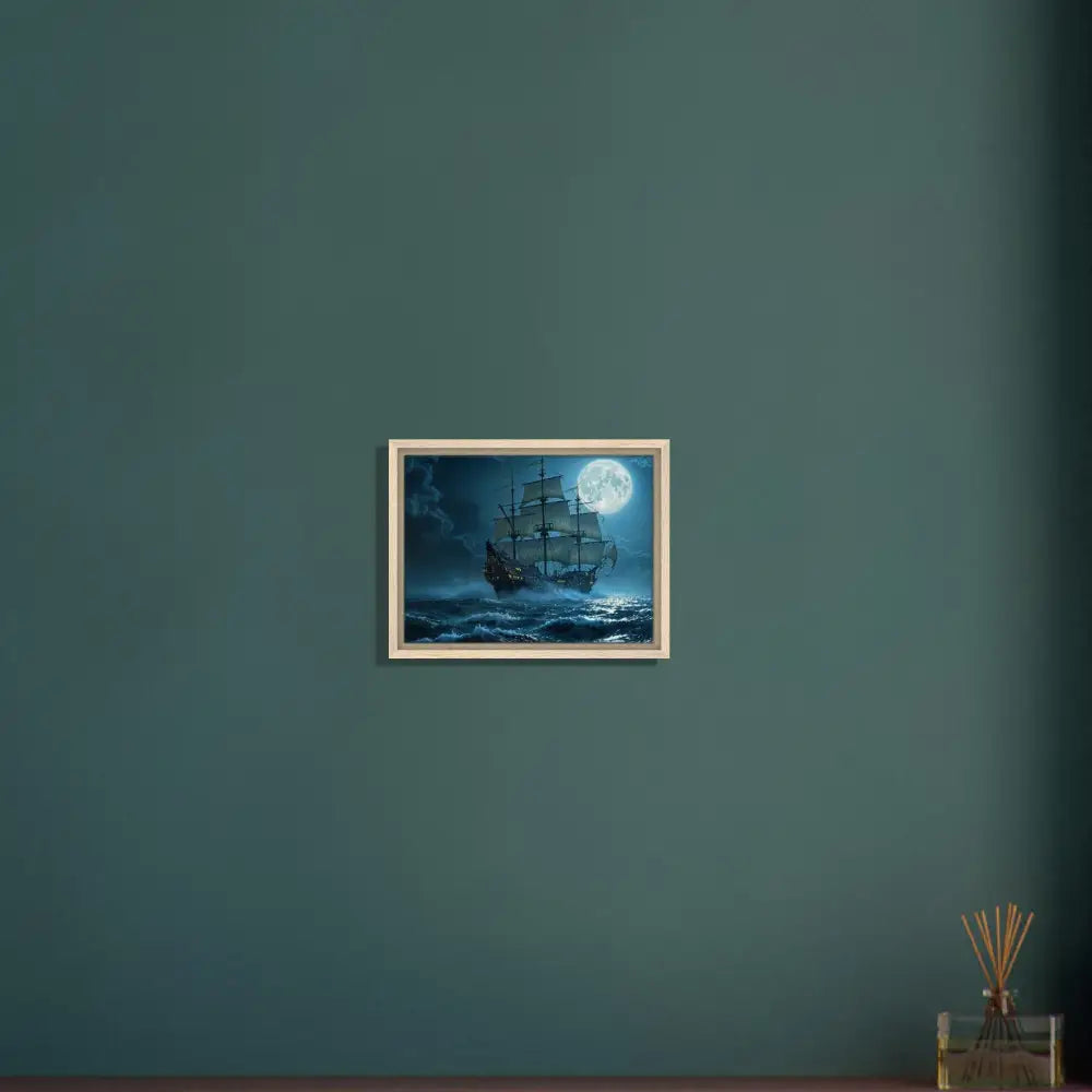 Framed ship painting from PixiOnyx Luxe Nightscape Edition on a canvas display