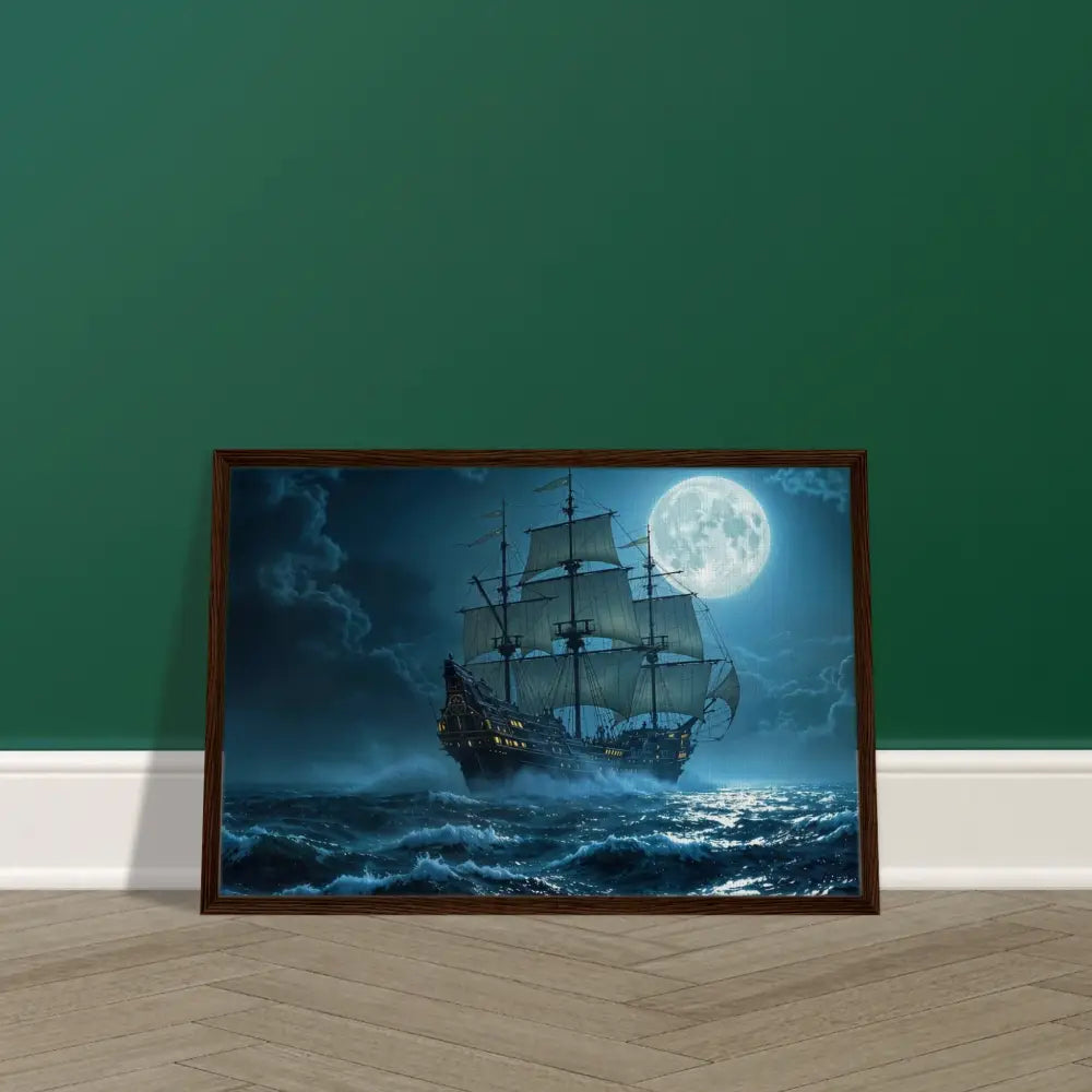 Framed ship painting from PixiOnyx Luxe Nightscape Edition product displayed on wall