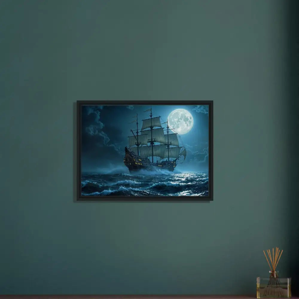 Framed ship painting seamless with Moonlit Majesty PixiOnyx Luxe Nightscape Edition