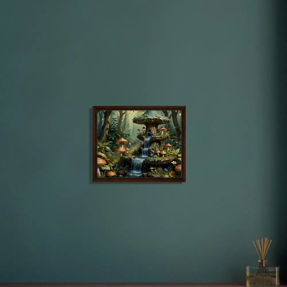 Framed mushroom waterfall artwork from PixiOnyx Storybook Statement Piece