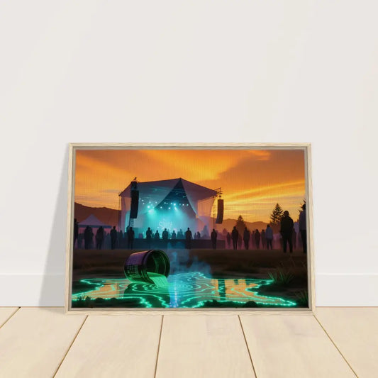 Framed Canvas Neon Spill Festival with spilled neon liquid in PixiOnyx Dreamworld Display