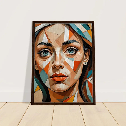 Framed geometric portrait of a woman on PixiOnyx Dreamscape Canvas product