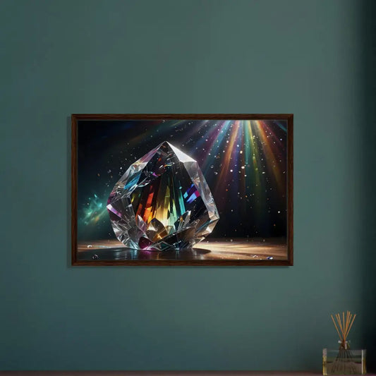 Framed rainbow crystal artwork on Prismatic Splendor Canvas by PixiOnyx Luminous Luxe