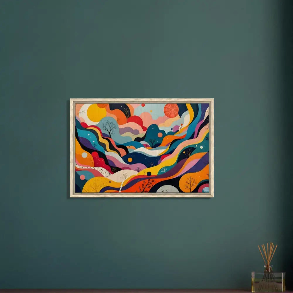 Framed abstract landscape painting from Psychedelic Landscape Flowstate by PixiOnyx