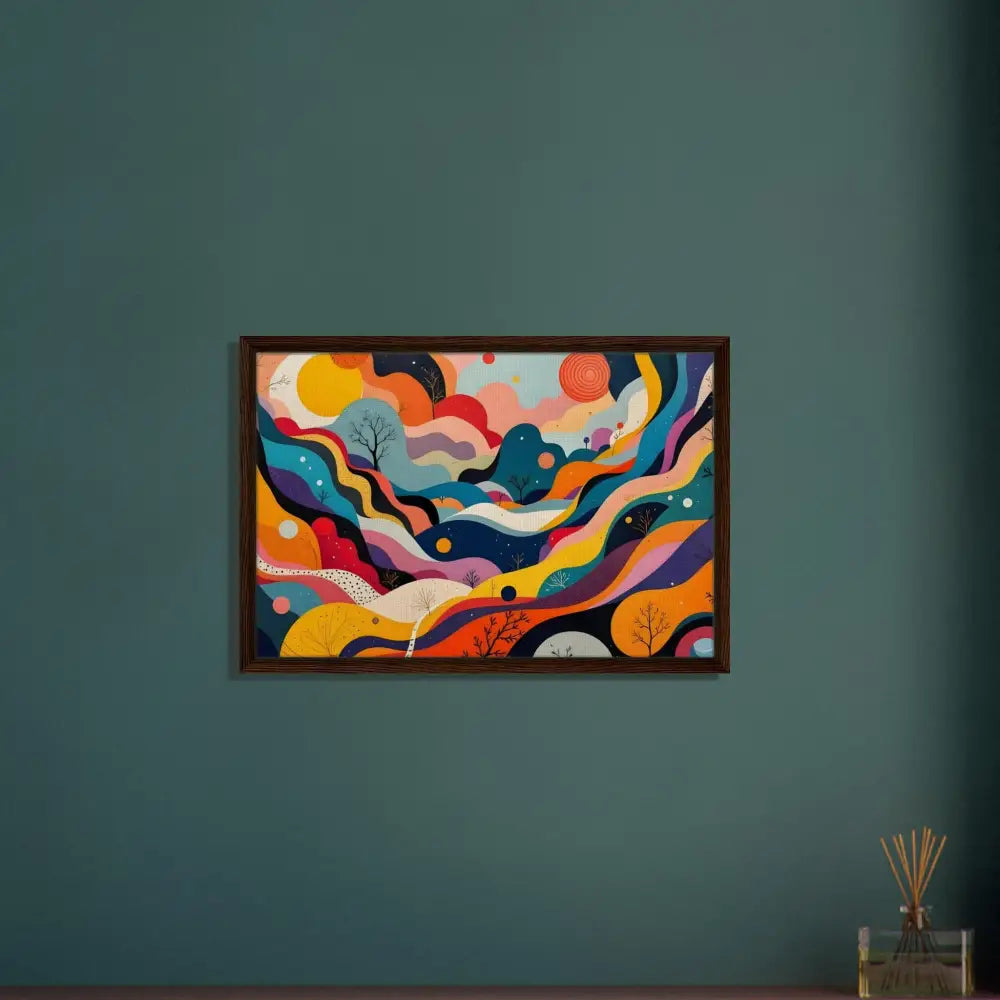Framed abstract landscape painting for Psychedelic Landscape Flowstate Wall Art