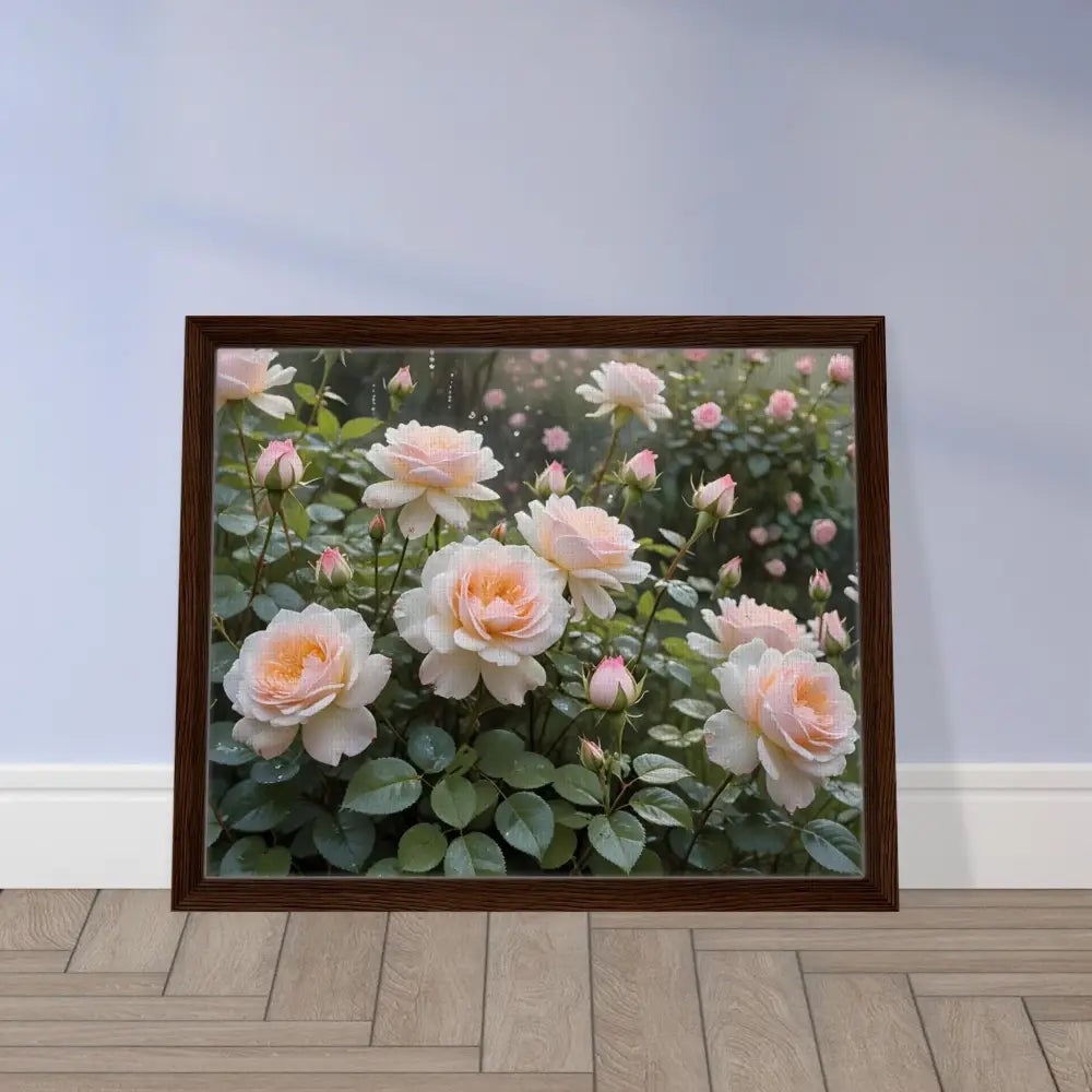 Framed Rose Garden print on canvas, part of PixiOnyx Botanical Dreamscape collection