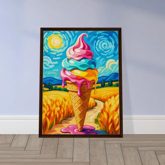 Framed ice cream cone painting from PixiOnyx Playful Elegance collection