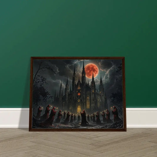 Framed Gothic Cathedral Painting from PixiOnyx Devotional Gallery titled The Crimson Liturgy