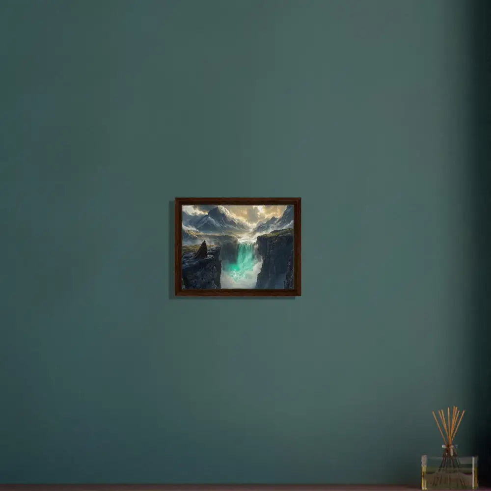 Framed waterfall painting from PixiOnyx Grand Canyonlight Edition canvas display