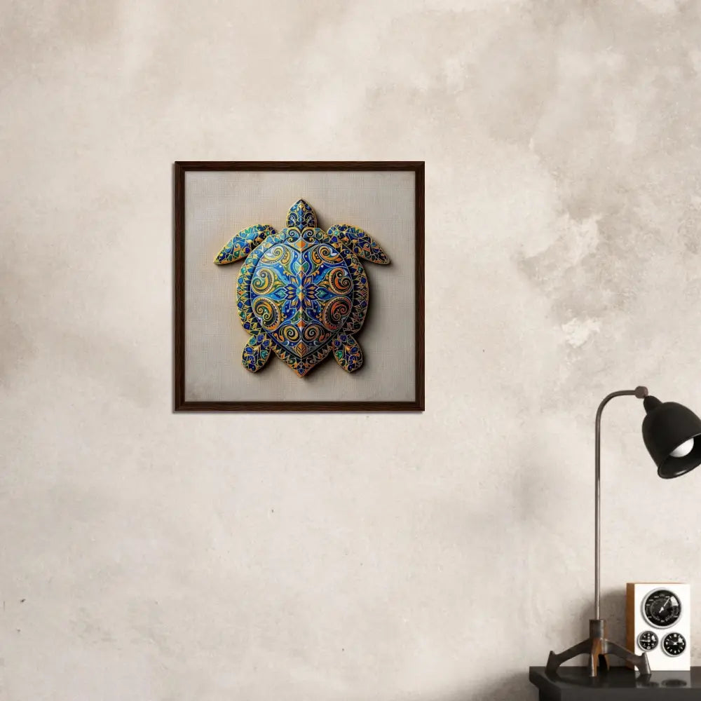 Framed decorative turtle art on PixiOnyx Totemic Canvas Shell of Patterns