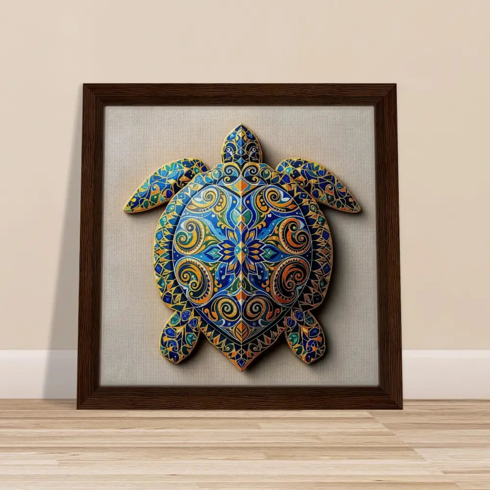 Framed Turtle Art Canvas featuring Shell of Patterns design by PixiOnyx Totemic