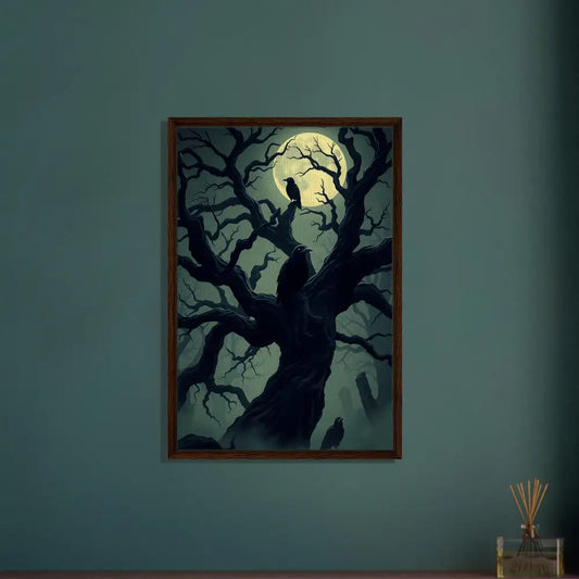 Framed spooky tree art on PixiOnyx Obsidian Hollow Frame canvas product