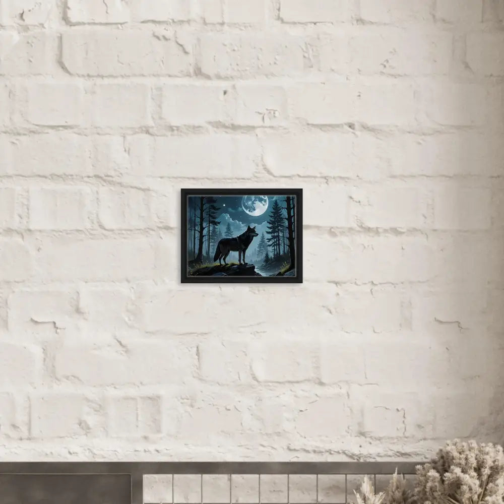 Framed wolf artwork from PixiOnyx Lunar Dreamscape Canvas for wall decor