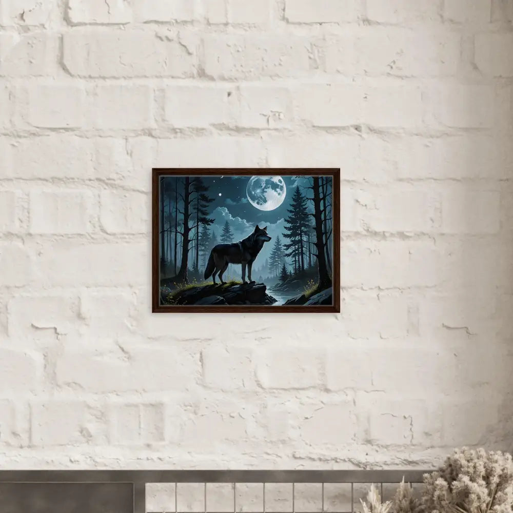 Framed wolf artwork displayed in PixiOnyx Lunar Dreamscape Canvas decor