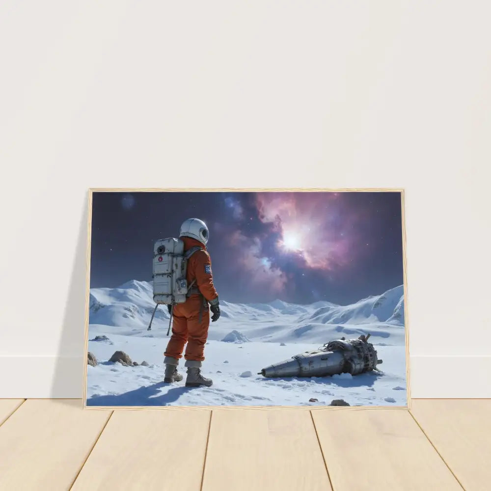 Framed Crashed Astronaut Poster Silent Descent on PixiOnyx Matte Print