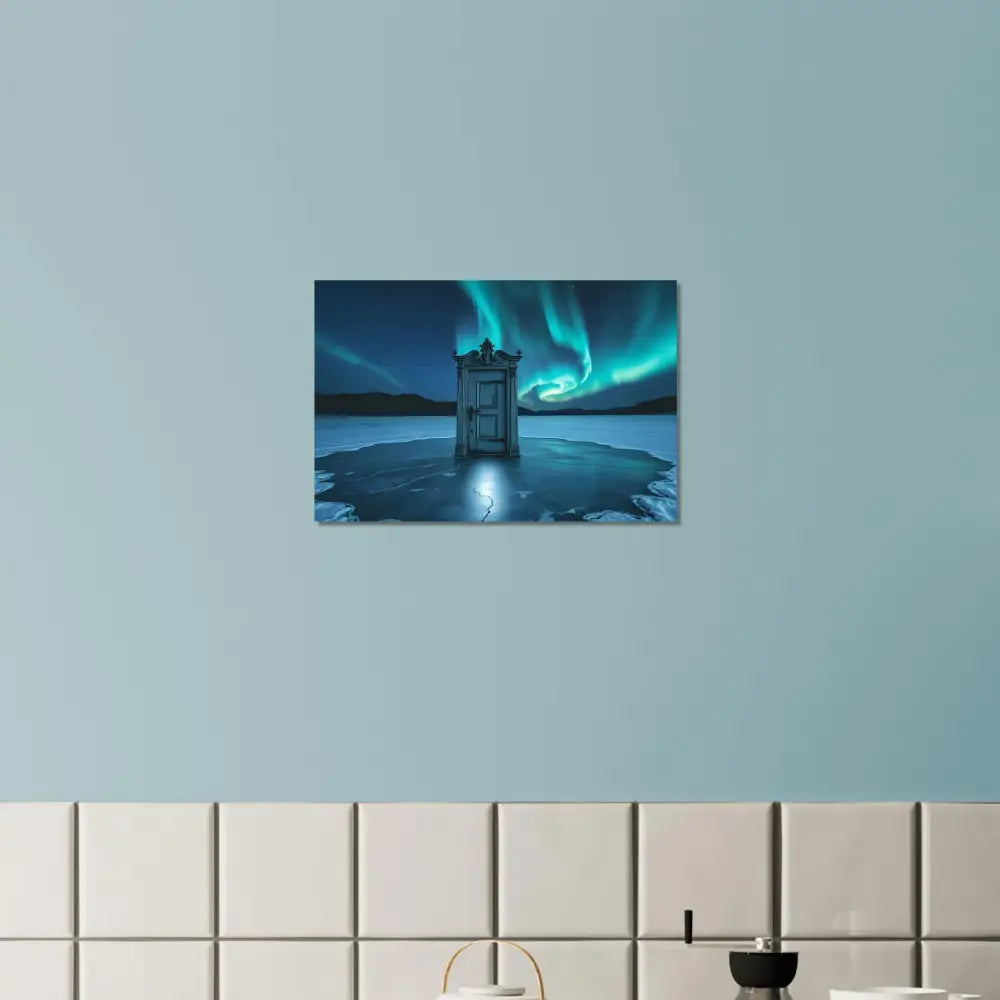 Framed Aurora Borealis Outhouse artwork from PixiOnyx Aurora Framed Print collection