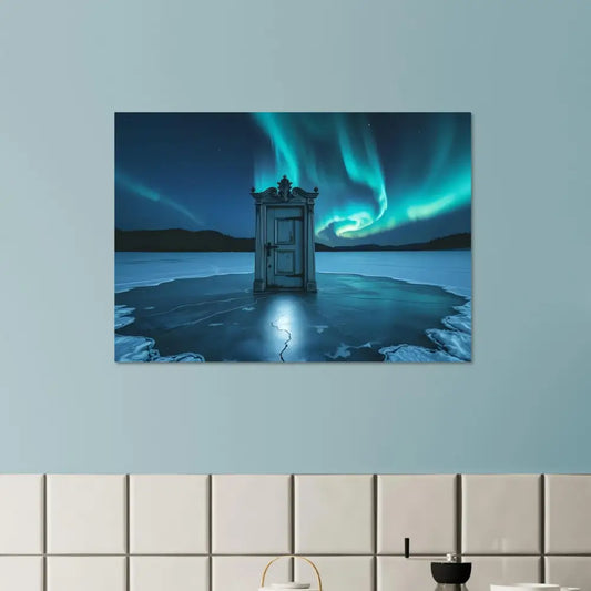 Framed Aurora Borealis door canvas artwork from PixiOnyx Aurora Framed Print collection