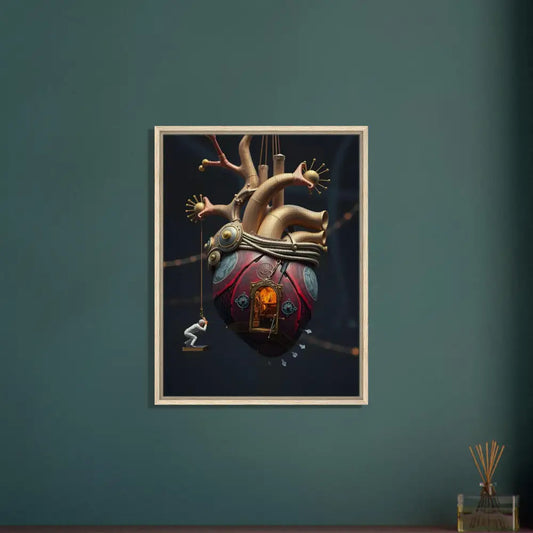 Framed Steampunk Heart Art on Canvas from The Bleeding Threshold Surreal Decor Collection