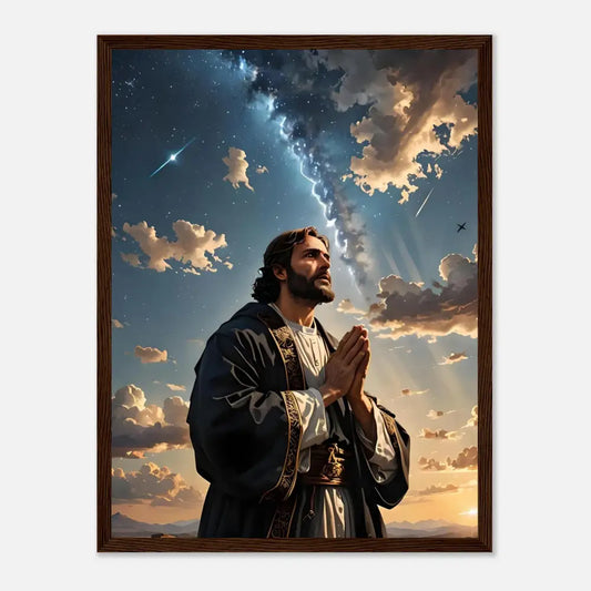 Framed religious portrait from PixiOnyx’s Prayer to the Cosmos matte poster collection