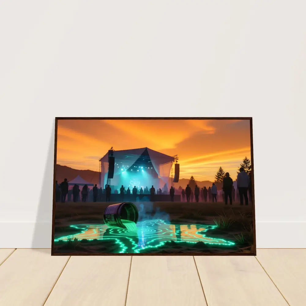 Framed concert scene art for Neon Spill Festival Cosmic Sound Unleashed PixiOnyx Matte Print