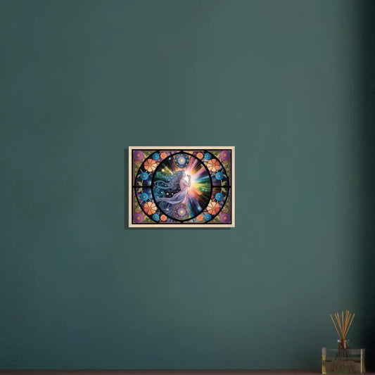 Framed stained-glass-style artwork from PixiOnyx Celestial Bloom Radiant Frame Edition