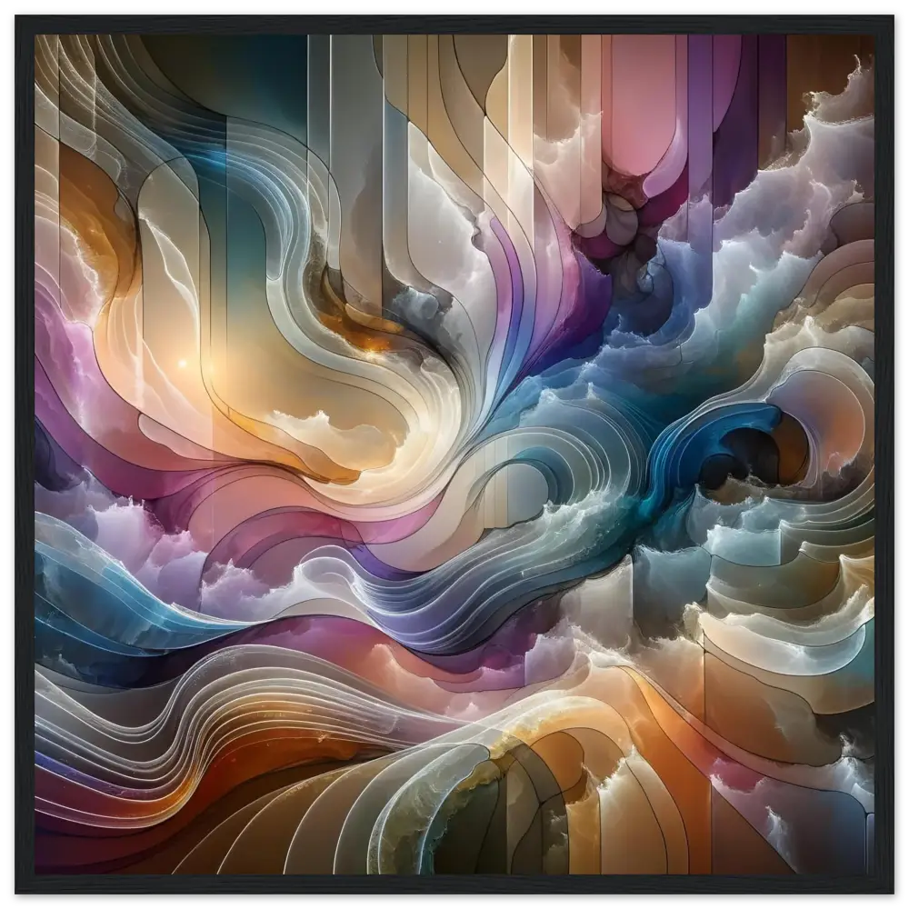 Abstract swirling colorful artwork framed poster Celestial Layer Flux decor