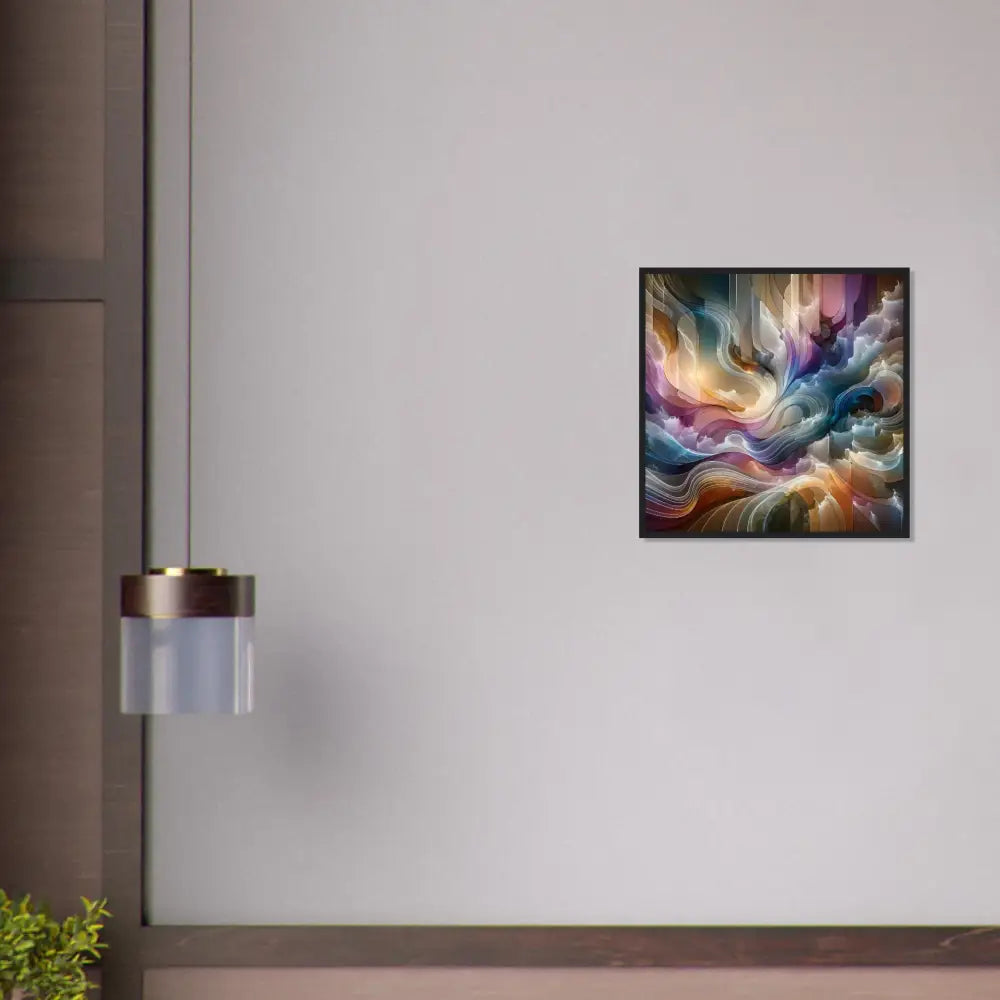 Framed abstract art poster featuring celestial layered flux design for modern decor
