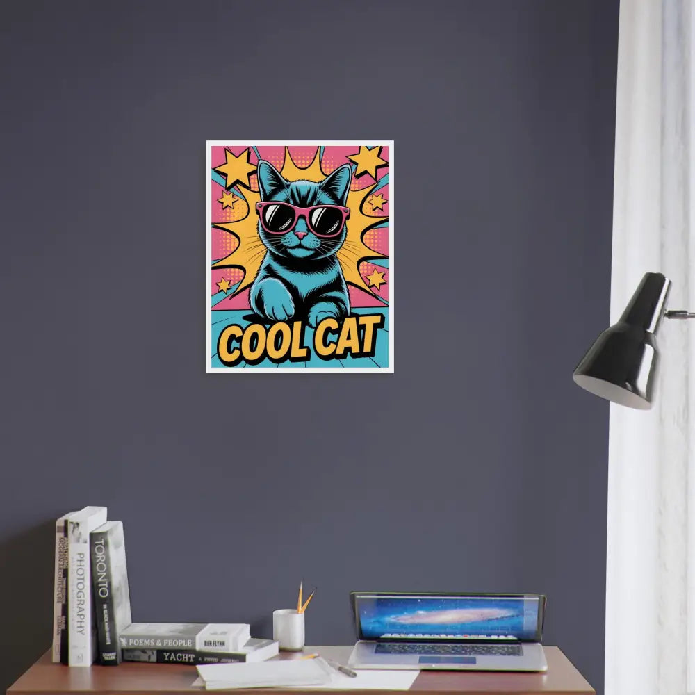 Framed Cool Cat poster from PixiOnyx Feline Framed Pop collection
