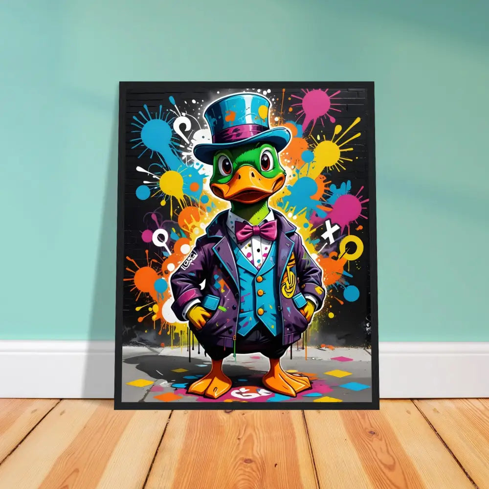 Framed Duck Art Poster Gangster Duck Swagger PixiOnyx Urban Dreamscape Display