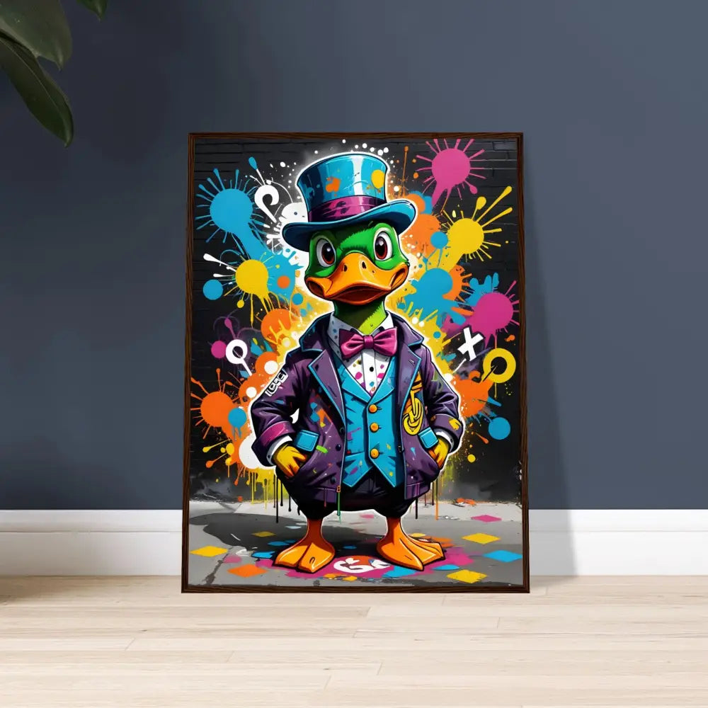 Framed cartoon duck in formal attire from PixiOnyx Urban Dreamscape poster